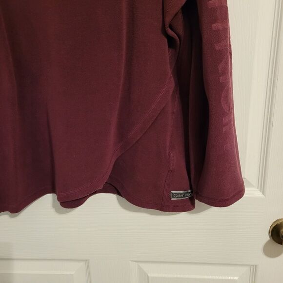 Calvin Klein Pullover Top Women's Fleece Mock Zip Neck‎ Merlot Purple - Picture 5 of 7